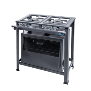 Fogão Industrial – 2 Bocas (1QS / 1QD) | Forno com Porta de Vidro | Grafite