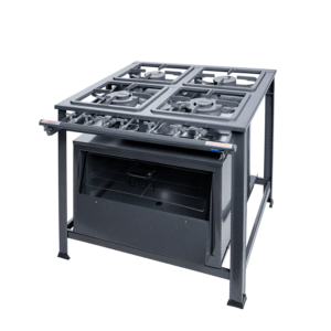 Fogão Industrial – 4 Bocas (2QS / 2QD) | Forno com Porta de Vidro | Grafite